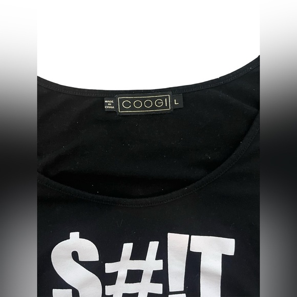 COOGI Women’s Black Tee with Bold White and Orange Print. Size: L. Great Cond. - Picture 6 of 7